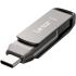 Lexar 64GB JumpDrive Dual Drive D400 USB 3.1 Type-C and Type-A Flash Drive for Storage Expansion and Backup, Up to 130MB/s Read, Metal Housing & Swivel Design, Titanium